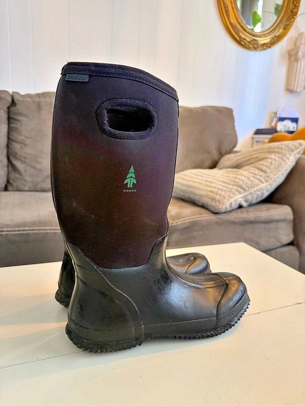 Woods Black Waterproof Neoprene Rubber Rain Boots Gorpcore Utilitycore Size 9